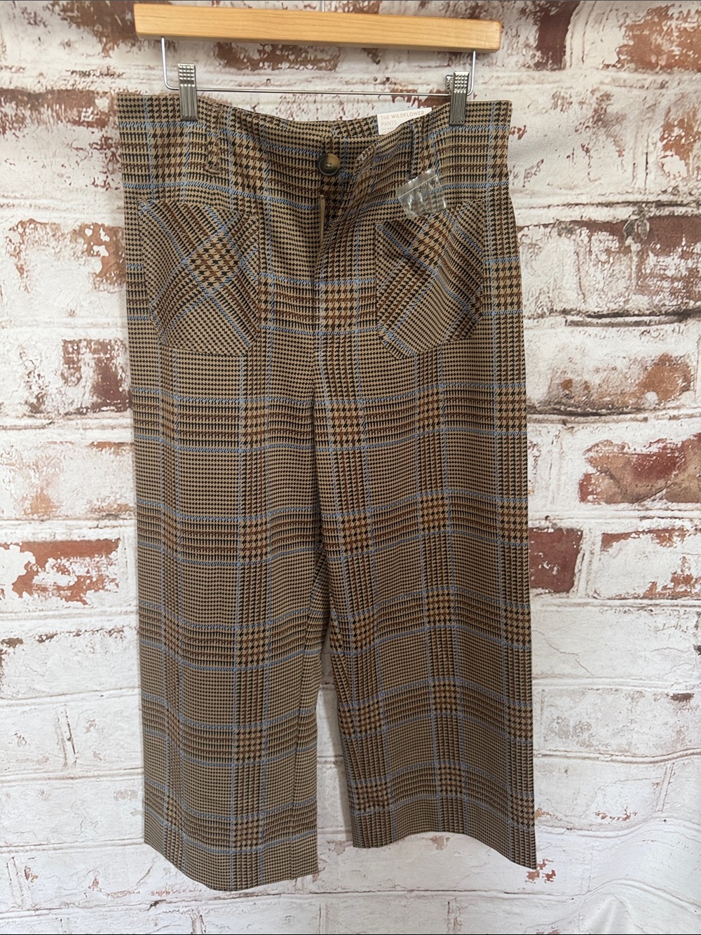Kohl's Brown and Blue Plaid Cropped Chinos